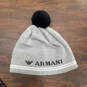 Armani Junior Hat Grey Wool Mix Boys